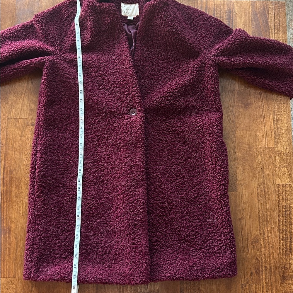 A New Day women’s Teddy Coat, Red Wine, XS Knee-Length hallmark winter Outerwear - Picture 7 of 11